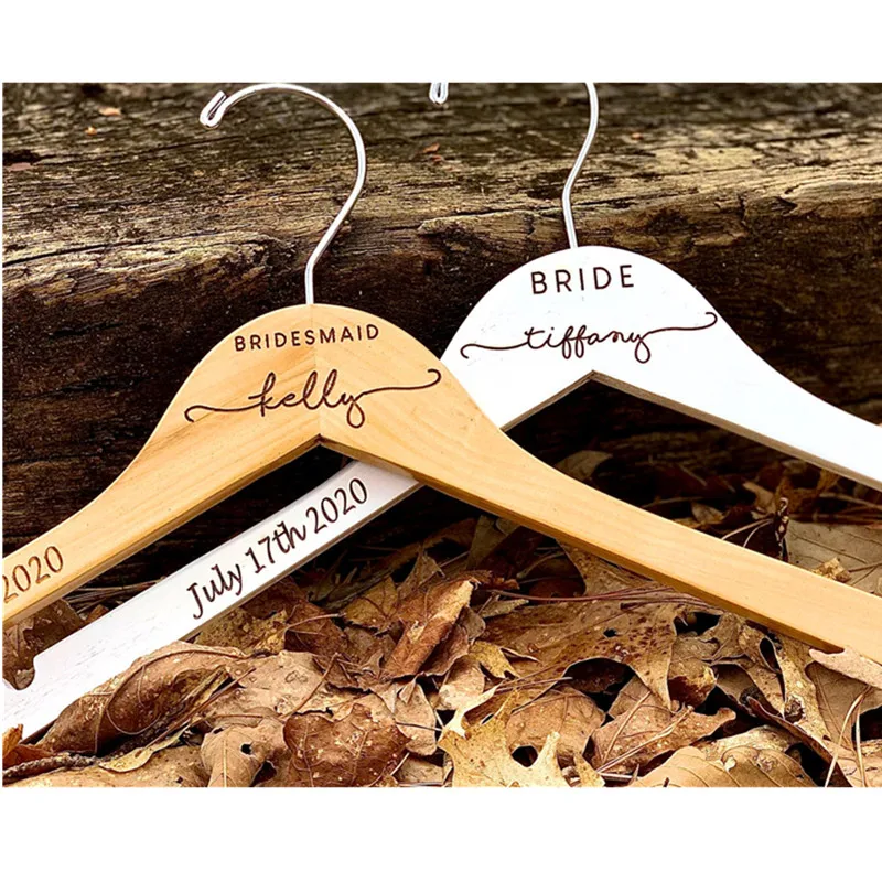 Лазерная резка Свадебная Вешалка деревянные вешалки для свадебных платьев на