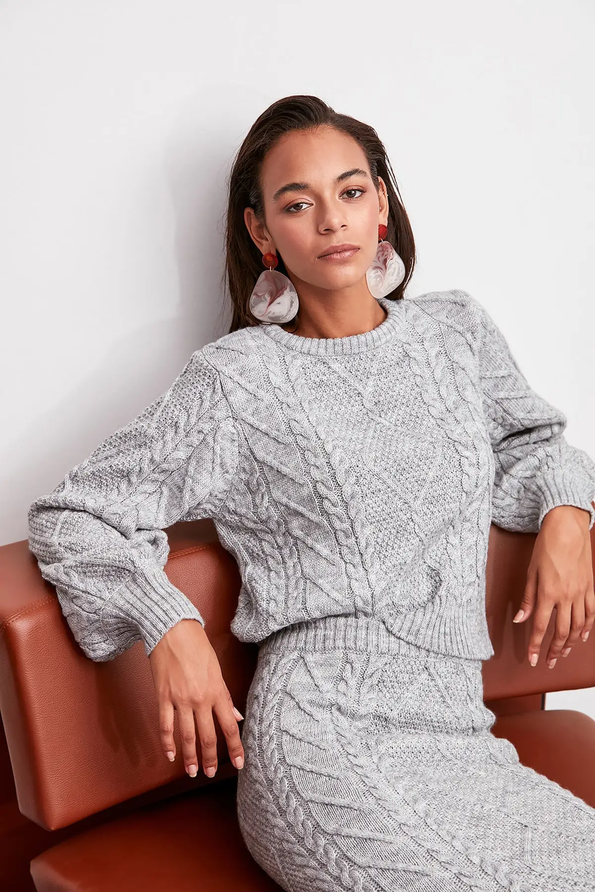 Trendyol для женщин седые волосы плетеный вязaный свитeр TWOAW20FV0044| |