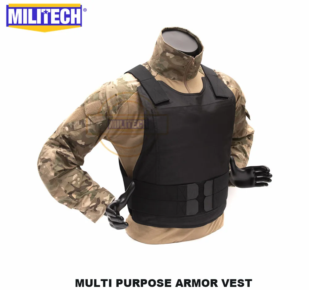 Militech Black NIJ 3A& Level 2 Stab многоцелевой Twaron Aramid пуленепробиваемая баллистическая куртка, встроенная с жесткими панельными карманами