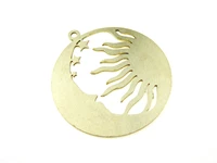 2pcs brass earring charm brass sun moon star pendant 32x30x0 7mm raw brass celestial findings r1480