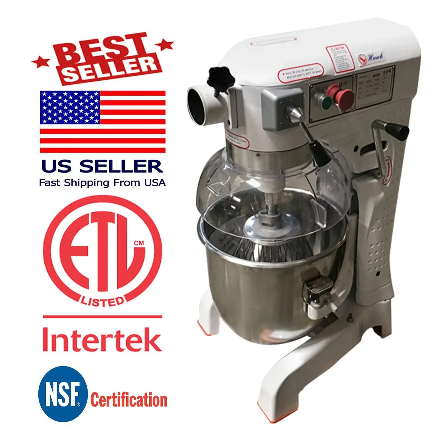 

NSF ETL NEW 20 Quart Mixer Machine 3 Speed Commercial Bakery Kitchen Equipment HL-B20