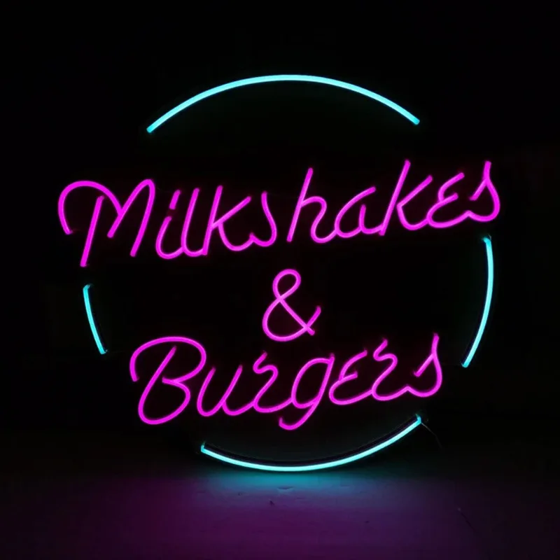 Custom led Milk Shakes Burgers shop  Led Neon Sign  Light Sign Decoration Home Bar Wall Bedroom Party Decorative Cool Neon Lamp