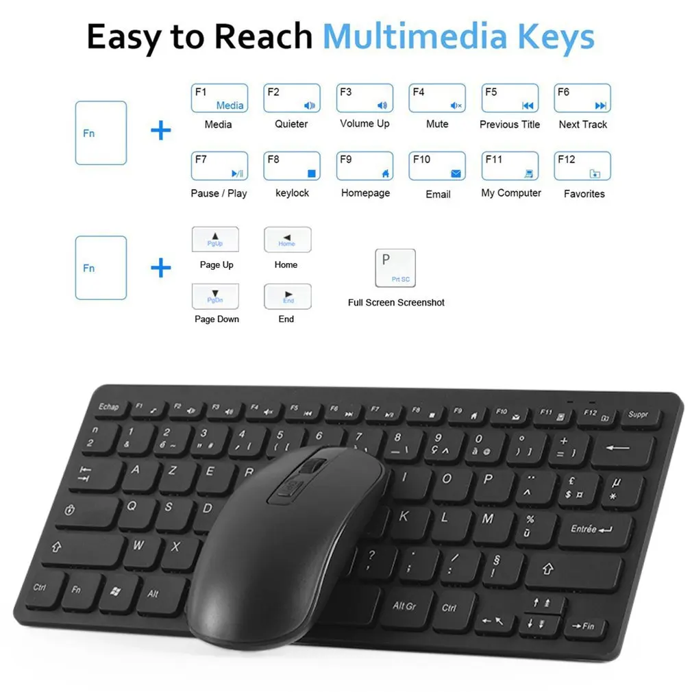 Клавиатура с французской раскладкой беспроводная мышь Azerty подходит для игр ПК