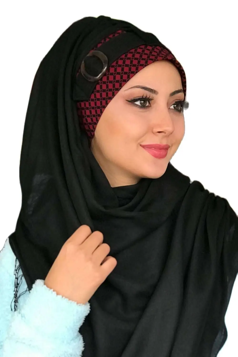 

Yeni Moda Hijab Kadn 2021 Mslman Barts slami Kyafet Earp Trban apka Fular Bordo Baklaval Siyah Kakorse Koton al