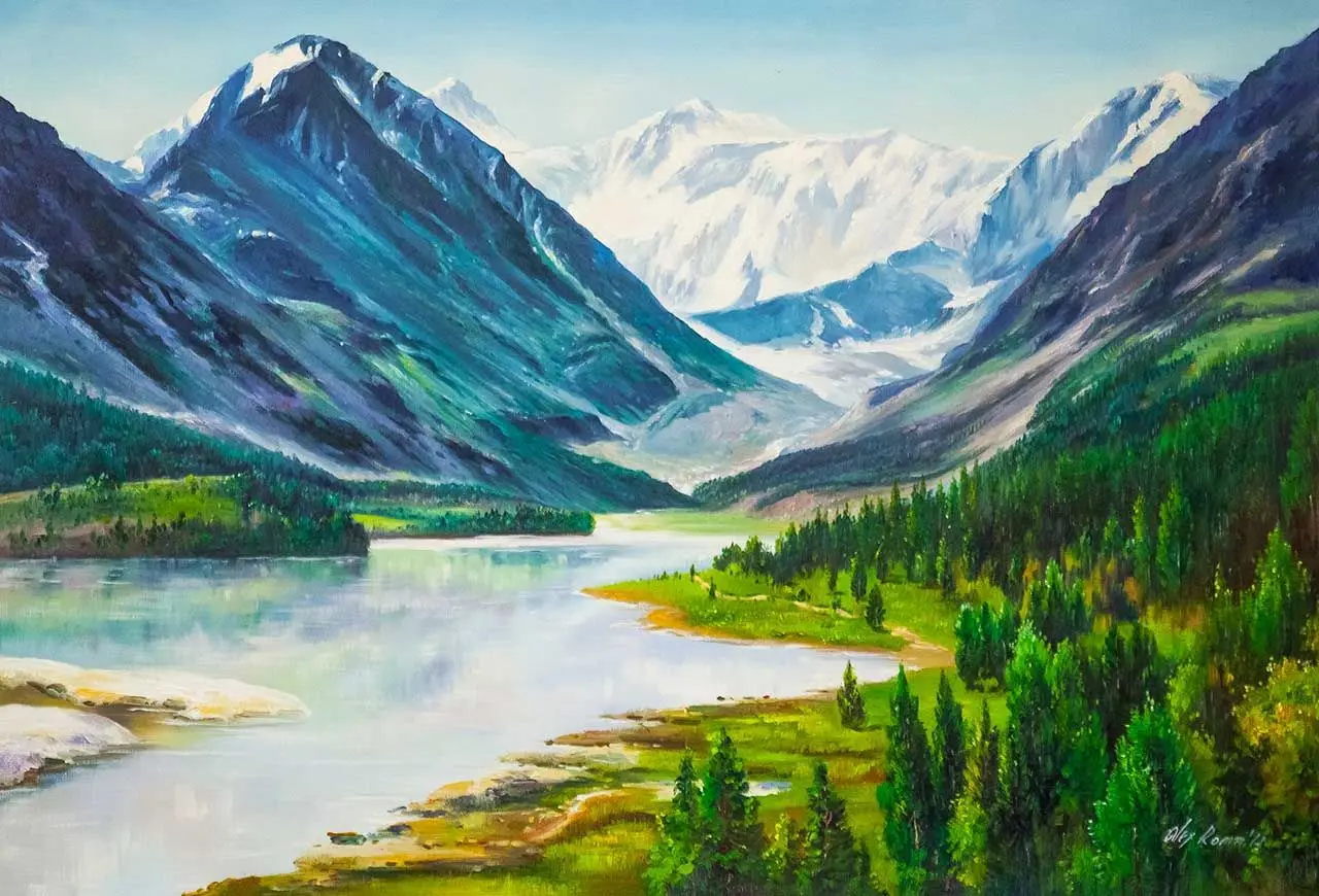 Картина по номерам река и горы