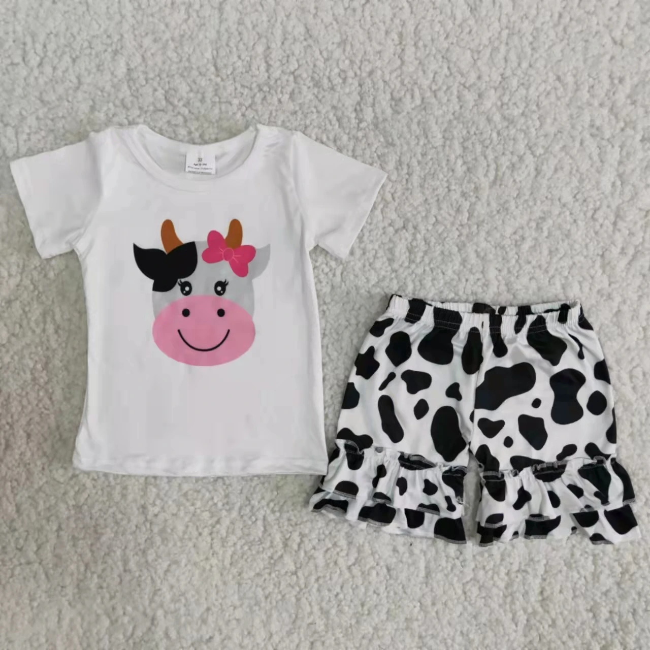 

kids clothes toddler kids clothing two piece set for kids summer clothing white short sleeve top and cow shorts outfit clothing