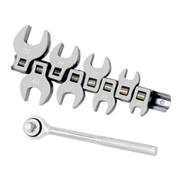 8 piece 38 inch drive crowfoot wrench set and 45 teeth ratchet spanner metricsae