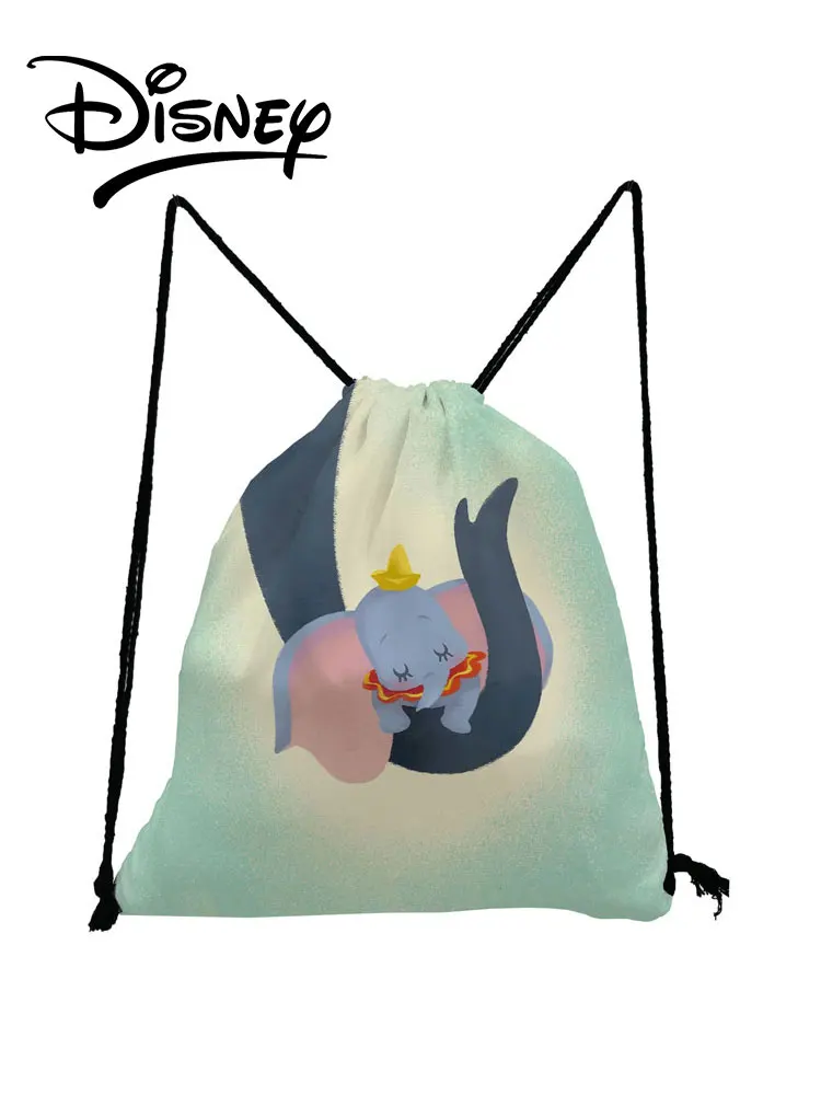 

Disney Dumbo Backpack Green Portable Drawstring Bags Animal Storage Bag Gym Pouch Cartoon Elephant Cute Child Small School Bag
