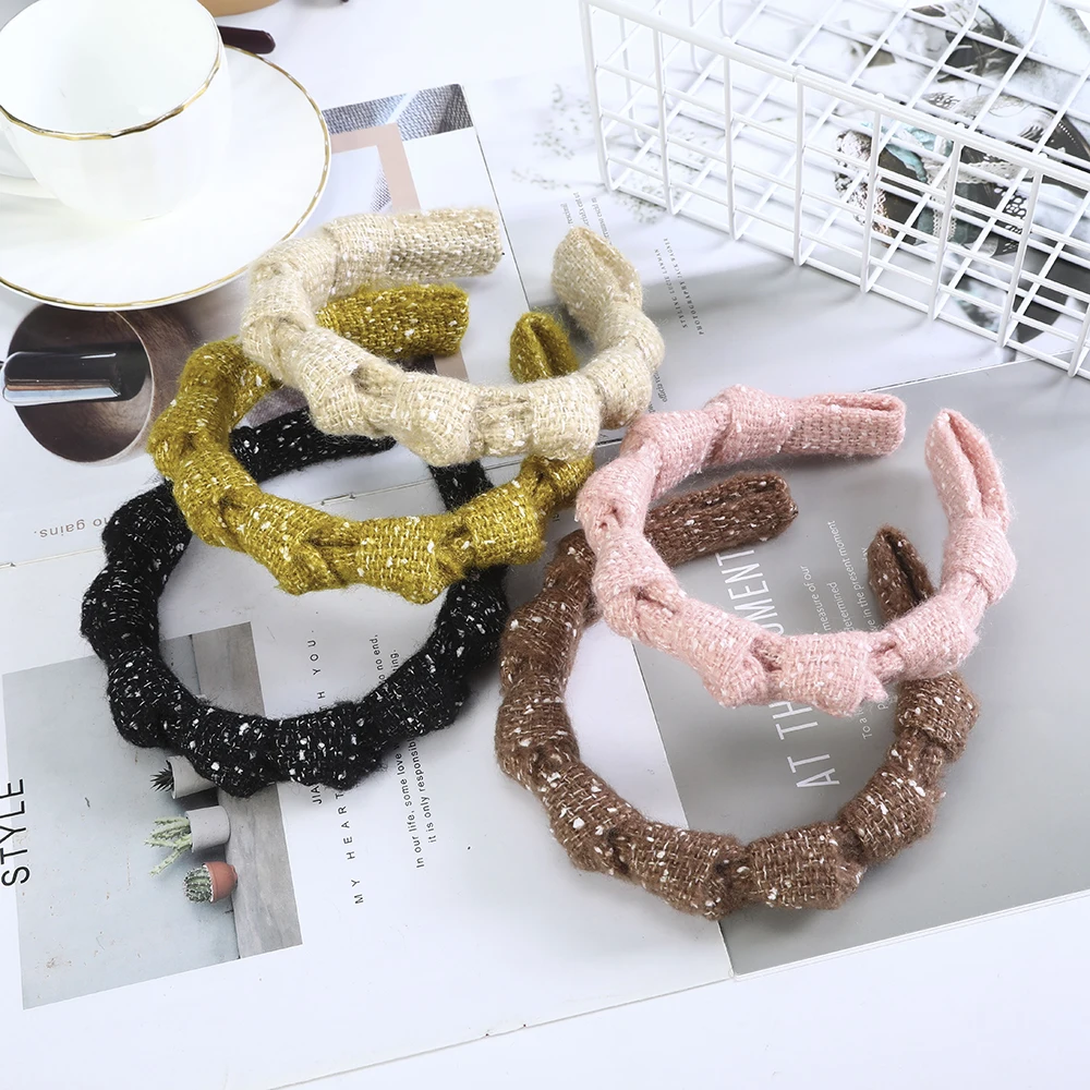 

AWAYTR Latest Style Cotton Headband Solid Color Braided Multi Knotted Hairband Hair Hoop Bezel Girls Hair Accessories For Women