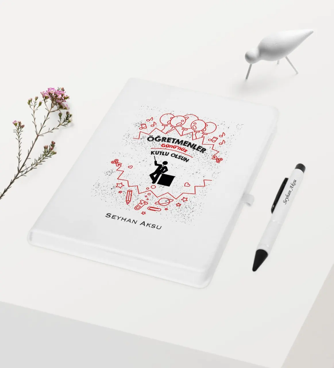 

Personalized Teachers Days Happy Themed White Notebook Pen Gift Set-16