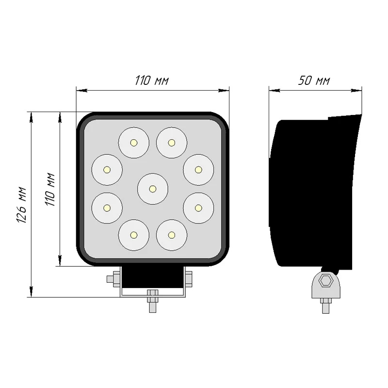 27W 12-24V светодиодные фары для автомобиля авто внедорожника грузовика мотоцикла