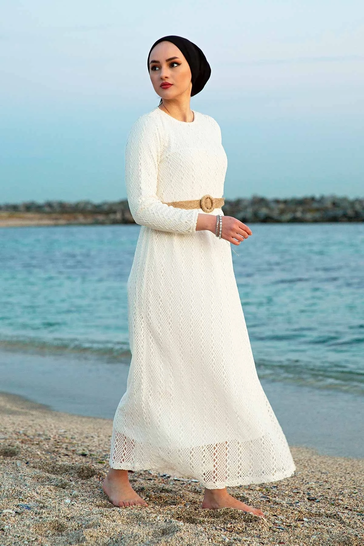 Кружевное платье с соломенным поясом абайя Дубай индейка мусульманская Мода