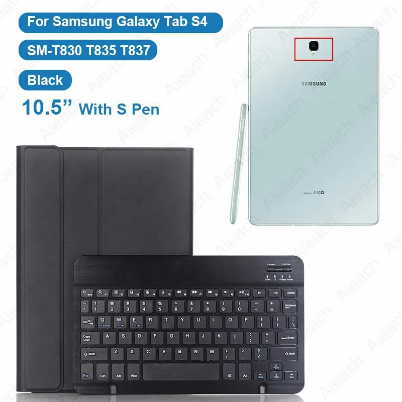 Samsung S4 Black Чехол для samsung Galaxy A 10,1 8,0 A 10,5 чехол s Беспроводной Bluetooth клавиатура полное покрытие для samsung S5e S4 чехол - Цвет: Samsung S4 Black