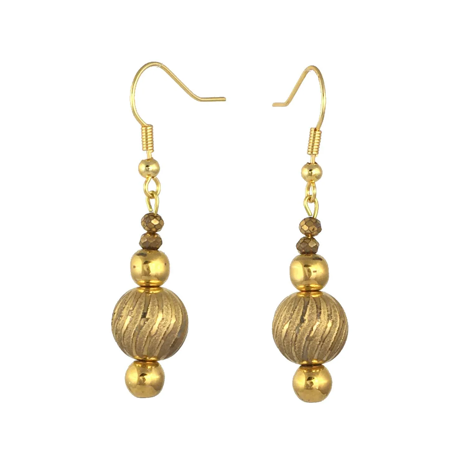 

Earring Dangle And Drop 24k Gold Painted Glass Beaded Handmade Woman Fashion Jewelry Made In Turkey