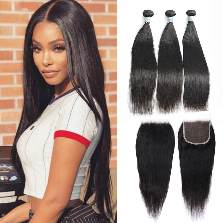 

Bone Straight Bundles with Closure 5x5 HD Lace Closure with 3 Bundles 32Inch Human Hair Brazilain Hair Weave Melt Skins Remy