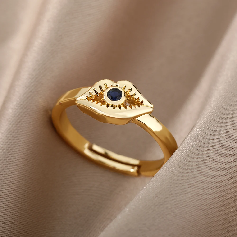 

2022 Lucky Turkish Evil Eye Rings For Women Vintage Gothic Adjustable Finger Ring Boho Couple Wedding Jewelry Gift Bijoux Femme