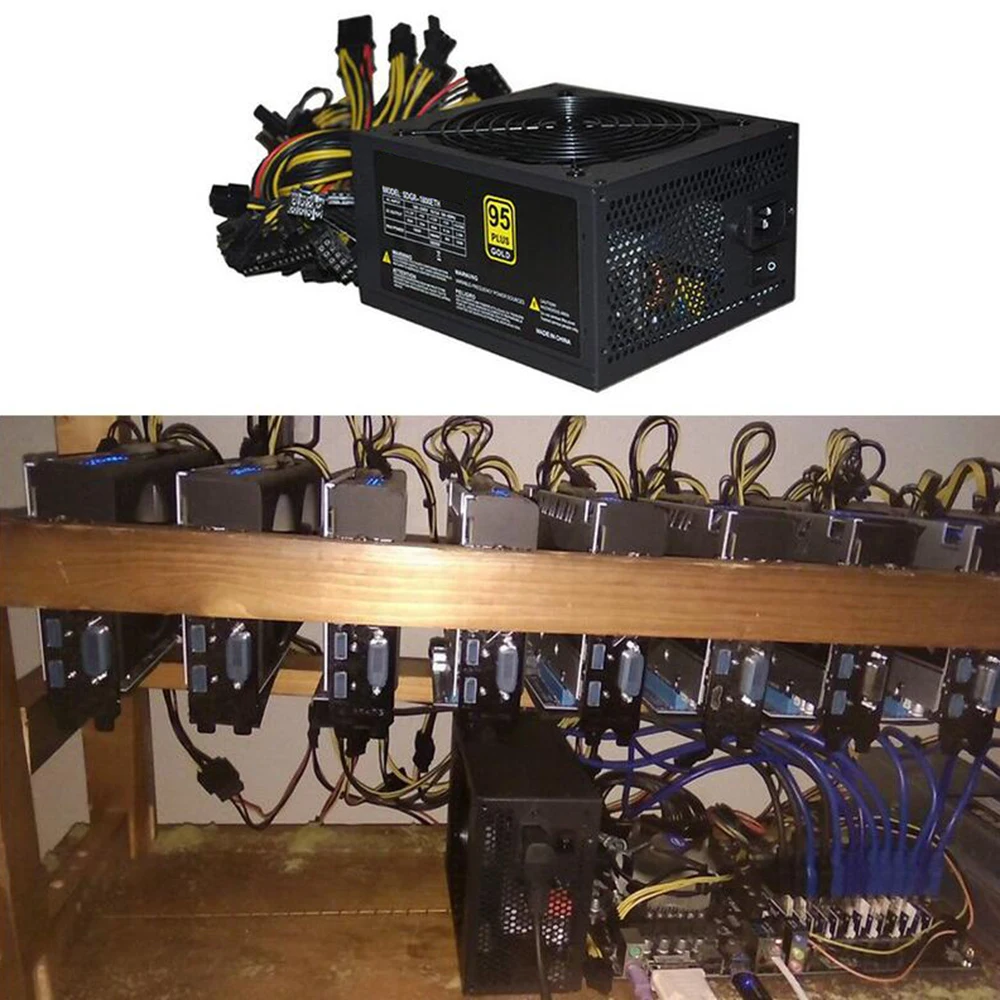 

2000W 2400W 2600W PC Power Supply 180V-240V ATX ETH Mining Bitcoin Power Supply 95% Efficiency Support 8 Display Cards GPU