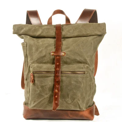 

Large Travel Green Backpack Mountaineering Backpack Men Canvas Bucket Shoulder Bags Male Canvas Backpacks Mochila European Style