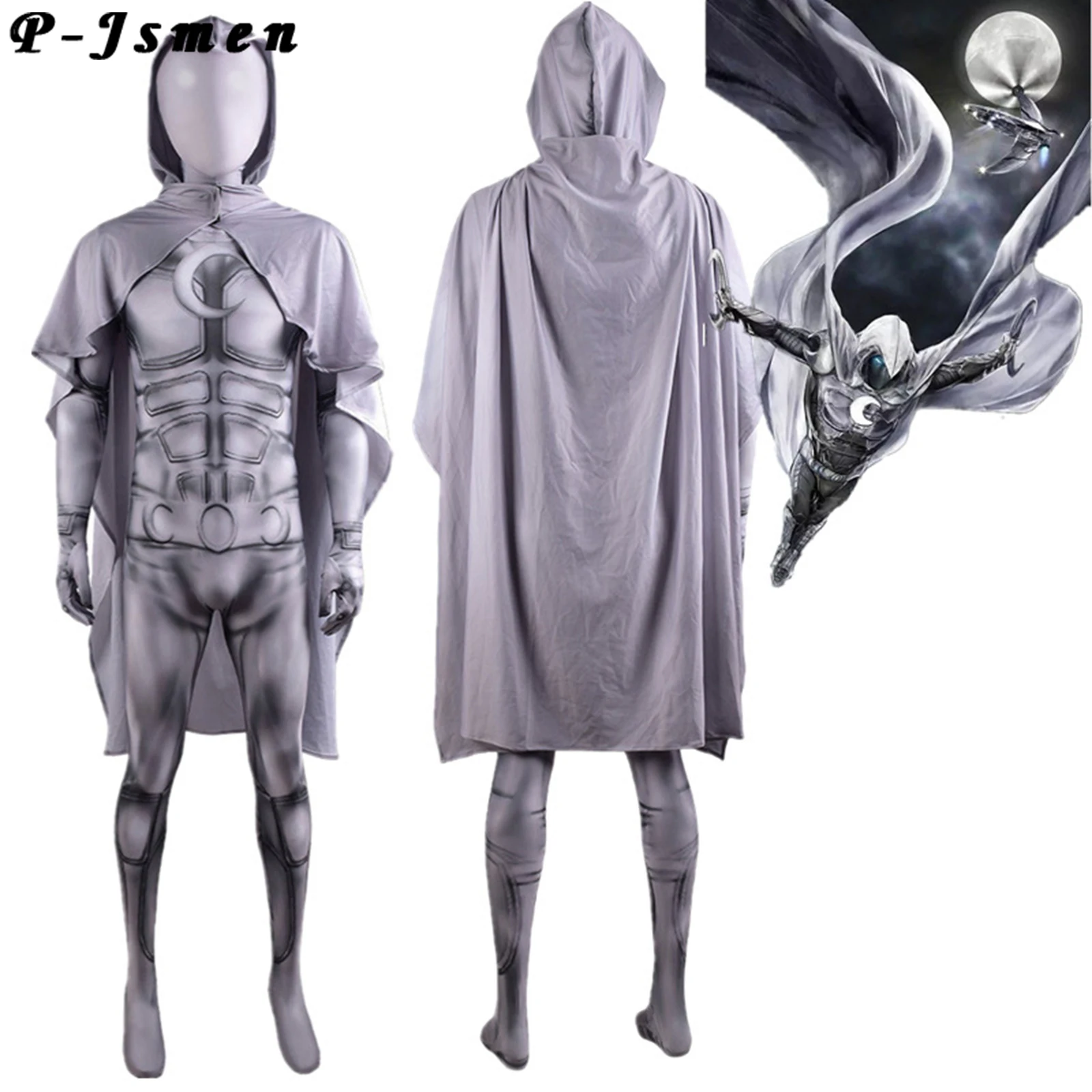 

P-Jsmen Movie Moon Knight Cosplay Costumes Jumpsuits Halloween Aldult Child Marc Spector Superhero Clothes
