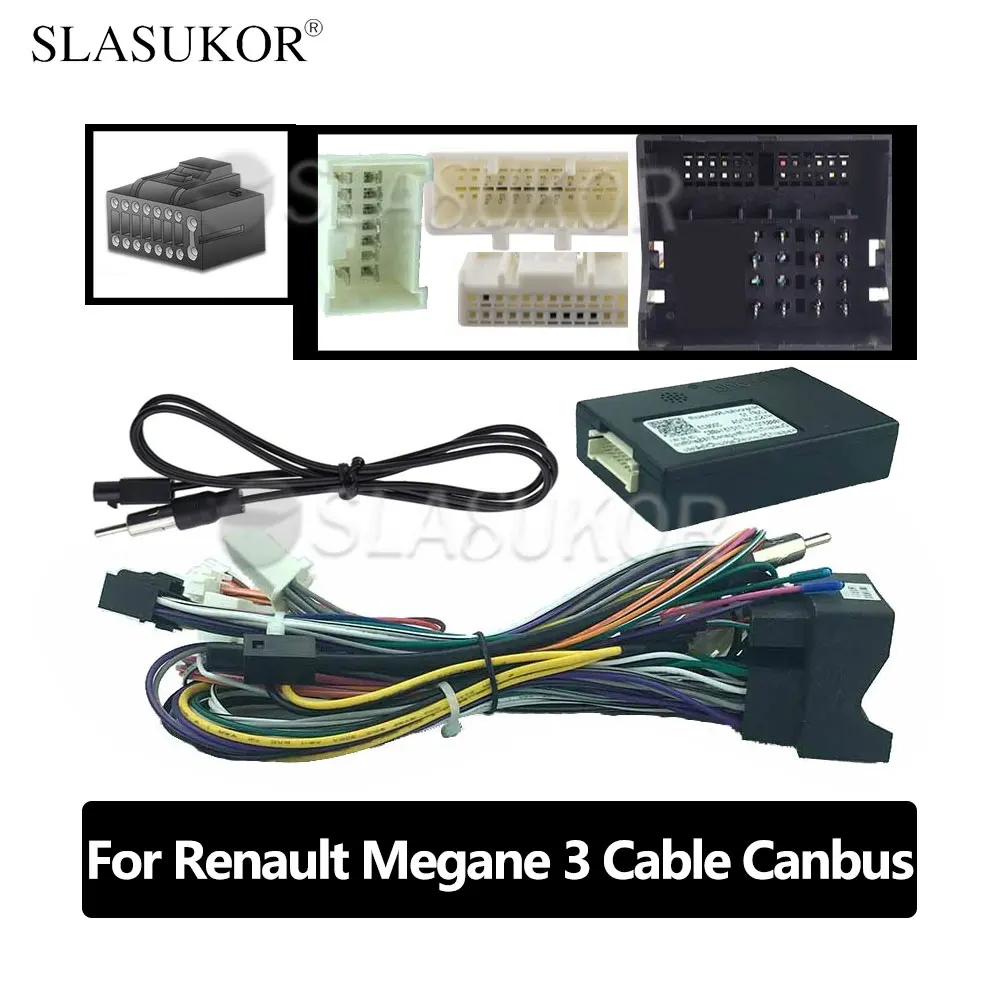 

16Pin Car Wiring Harness Adapter Canbus Box Decoder For Renault Megane 3 Koleos Sandero Fluence Kadjar Clio4 Clio 4 Captur Cable