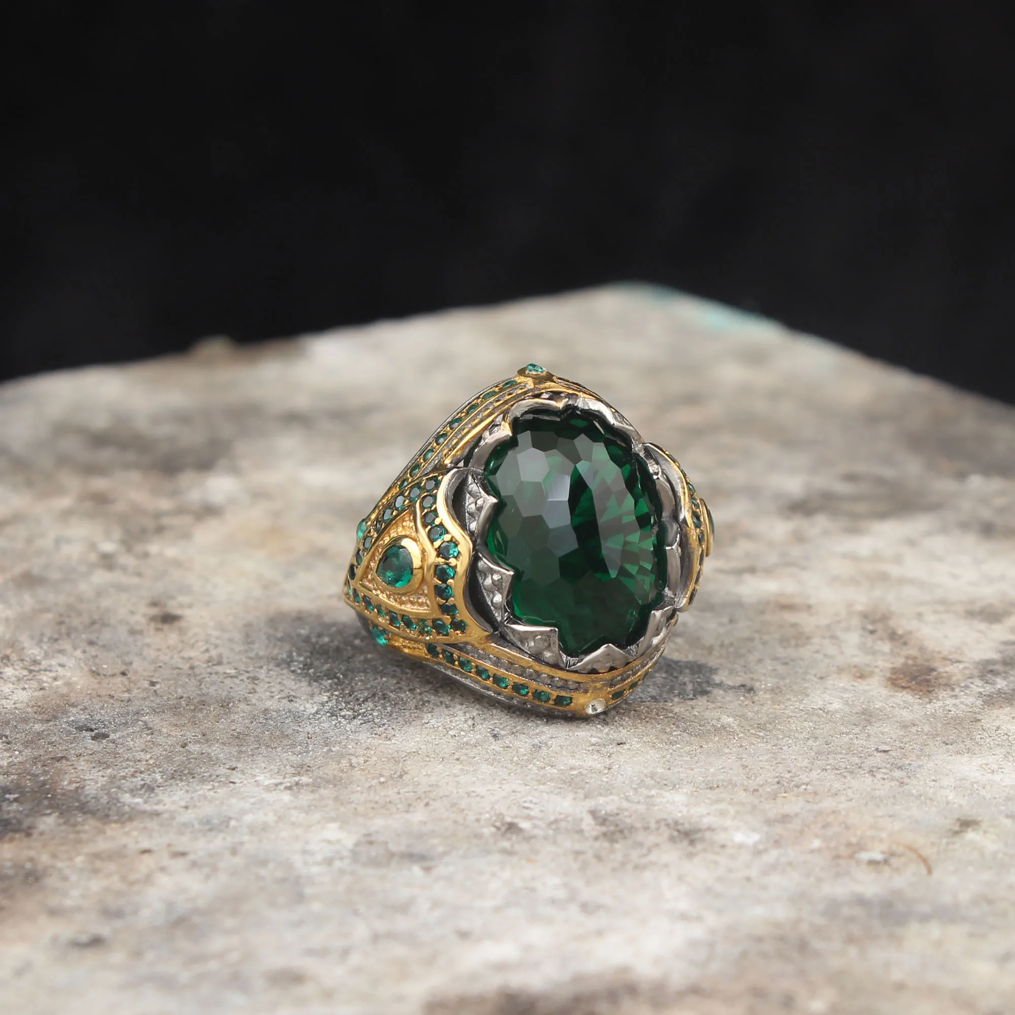 

Мужское серебряное кольцо с изумрудом 925 пробы, с зеленым микроцирконием каменное серебряное кольцо, винтажное мужское кольцо