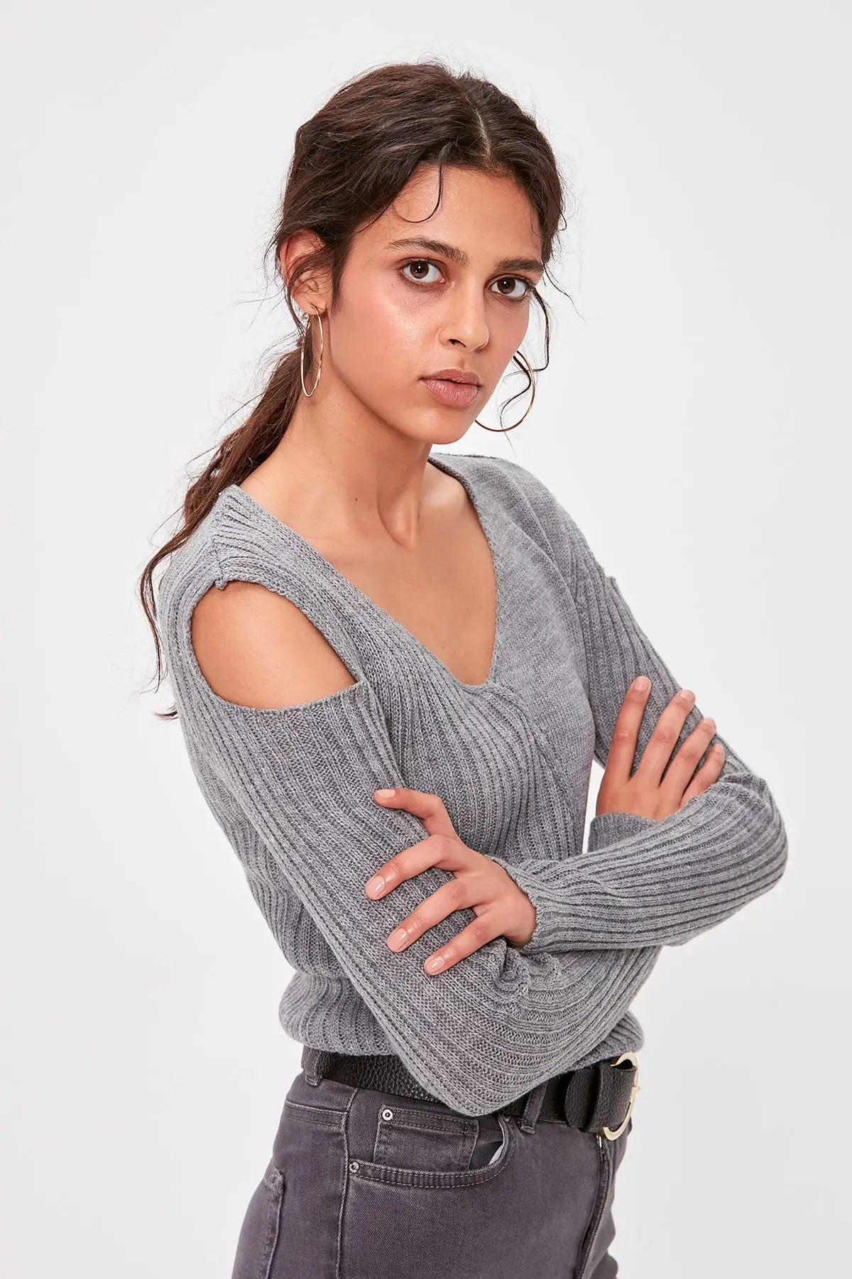 Серый трикотажный свитер TWOAW20KZ0132| |