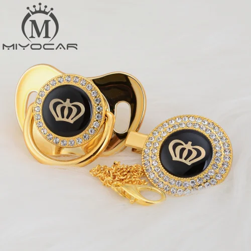 MIYOCAR, золотые, серебряные, блестящие стразы, корона, красивая, шикарная соска и соска, клипса, BPA бесплатно, пустышка, блестящая, уникальный дизайн, GCR2 - Цвет: GCR2-8   6-18M
