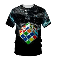 3d rubiks cube printed t shirt men 2021 summer new o neck short sleeve tees tops fashion style male clothes casual t shirts