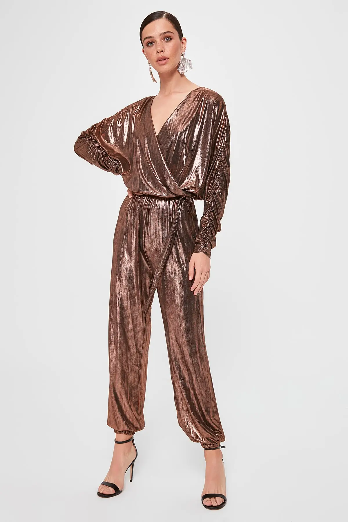 Trendyol Shir Detail комбинезон с v образным вырезом TPRAW20TU0041| |