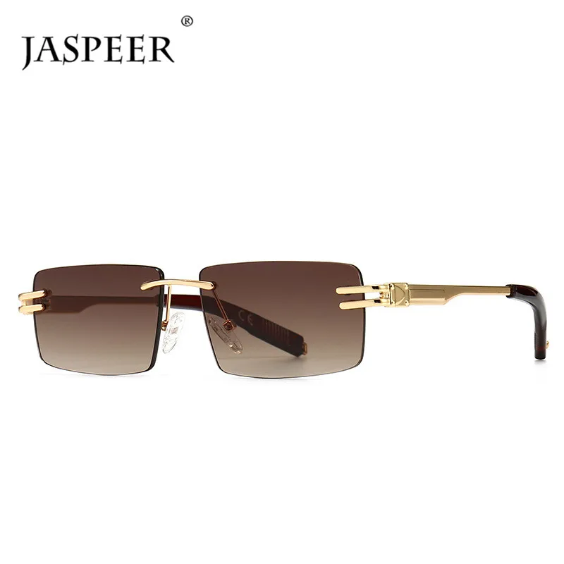 

JASPEER Retro Rectangular Sunglasses Rimless Male Female Square Sun Glasses Men Frameless 2021 UV400 Rectangle Eyewear