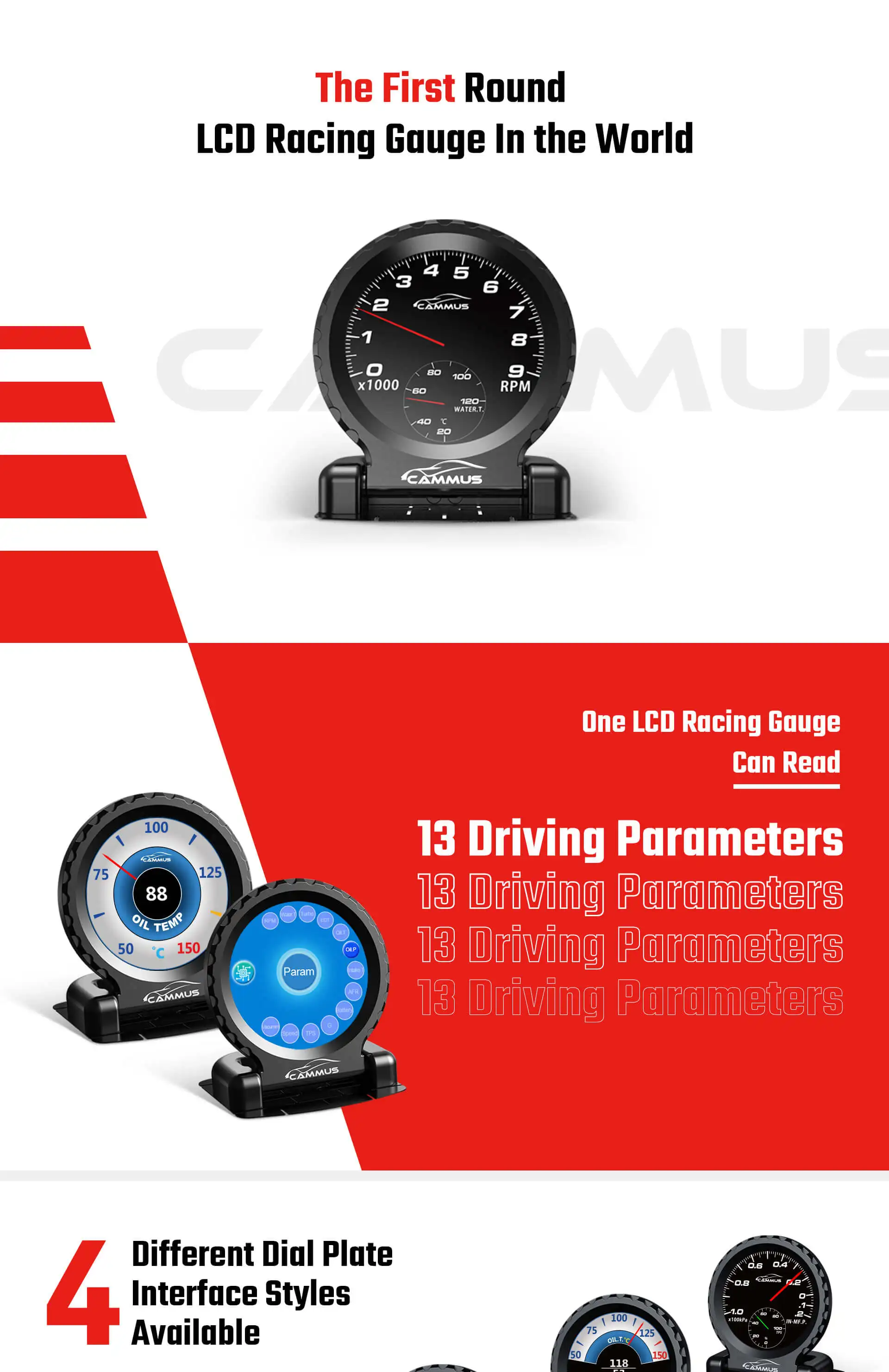 I-Round LCD гоночный манометр на выбор 6 цветов 13 в 1 P & OBD об/мин турбо вода воздушное
