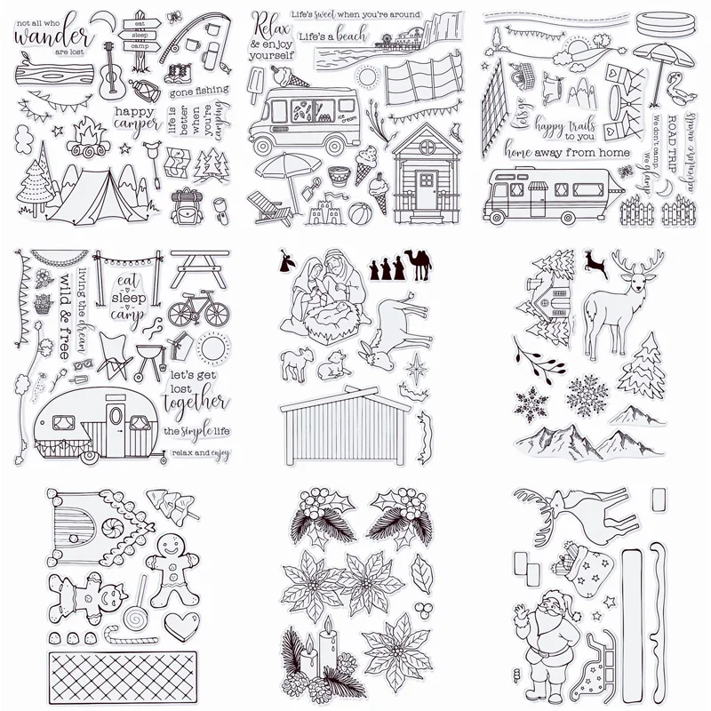 

Santa Elk sleigh Gingerbread People Beach Transparent Stamp Clear Stamps for DIY Scrapbooking Paper Card Crafts 2020 New
