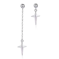 new hot star cross long drop earrings for women silver color simple womens earring fasion female jewelry gift party accessories