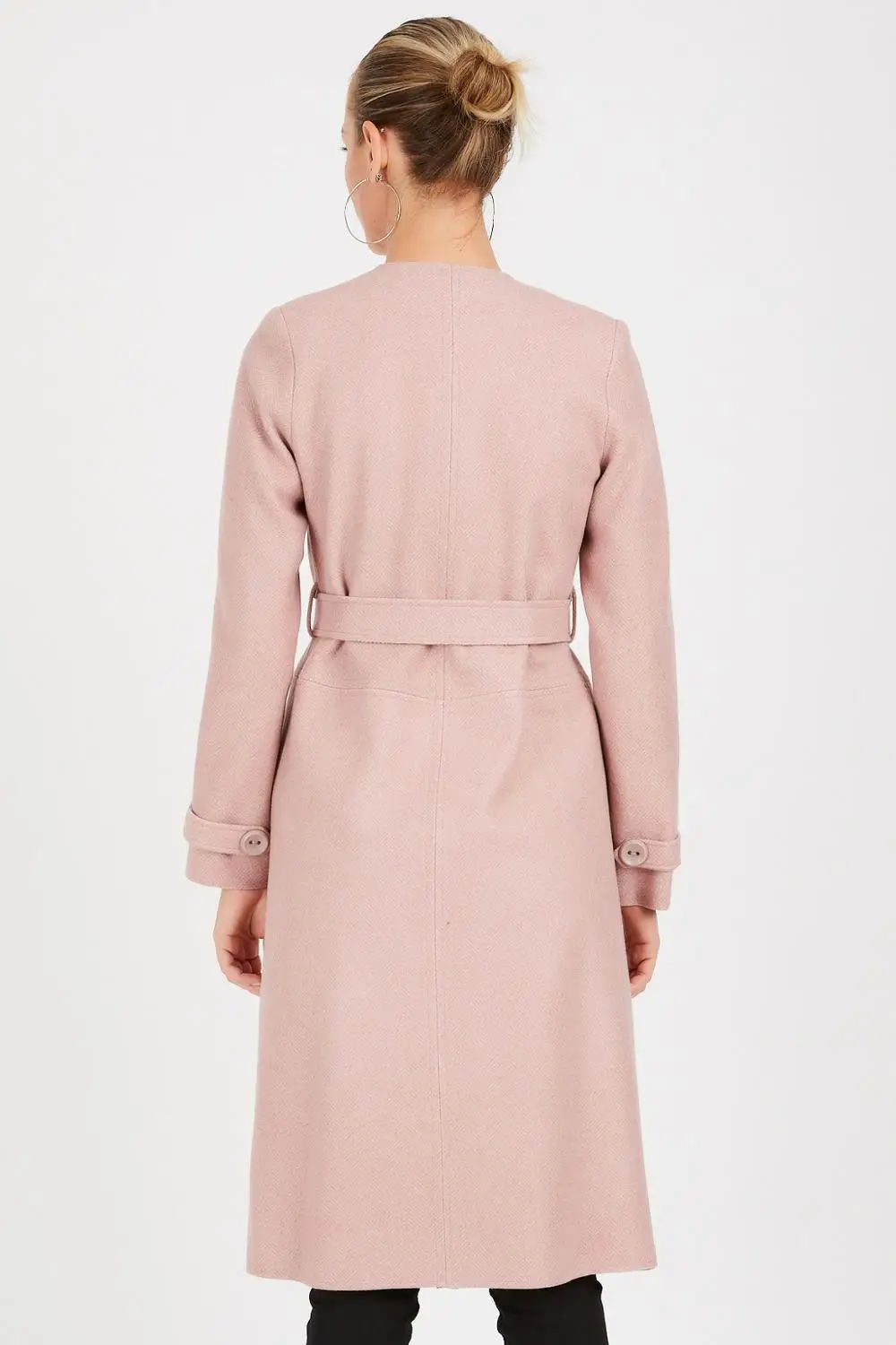 

European Size 2 x [S, M, L, XL (36, 38, 40, 42)] = 8 ITEMS / Lot: Women's Coat With Belt Wool Cachet Fabric Brand Name NFree