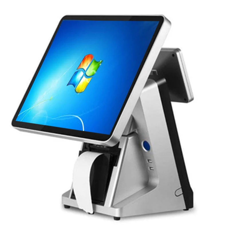 

Point of Sales Factory sales POS system for retailers Built-in 80mm printer VFD Commercial POS machine 15 inch touch screen