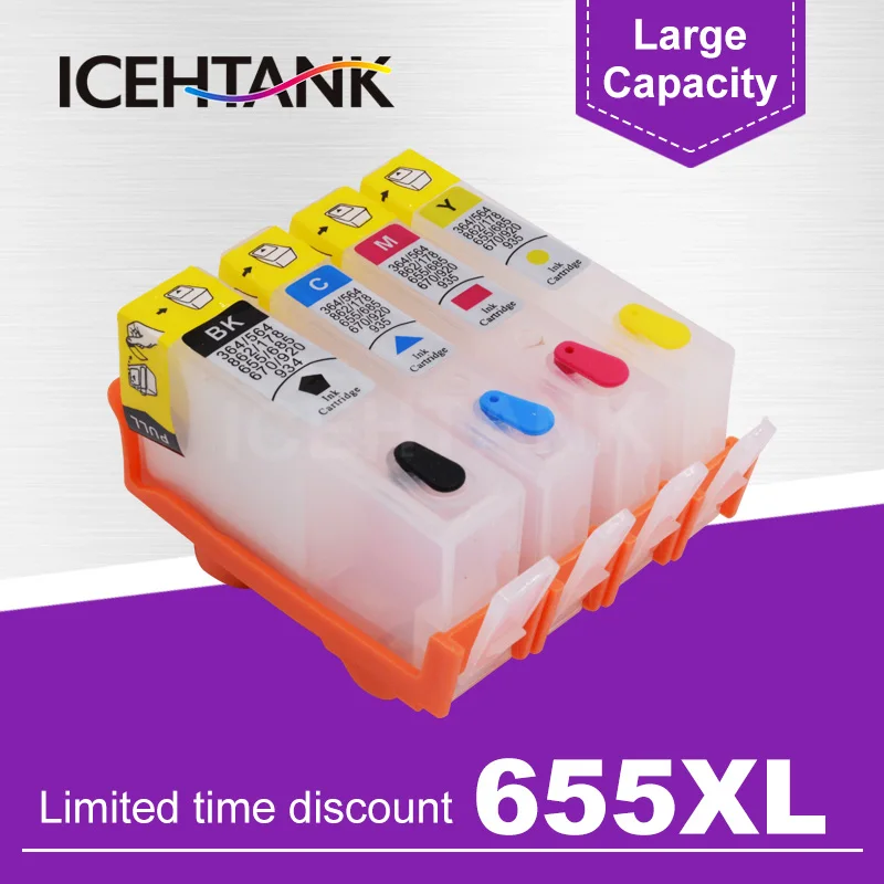 Icehtank перезаправляемый картридж для hp 655 655XL с чернилами Deskjet Ink Advantage 3525 4615 4625 5525 6520