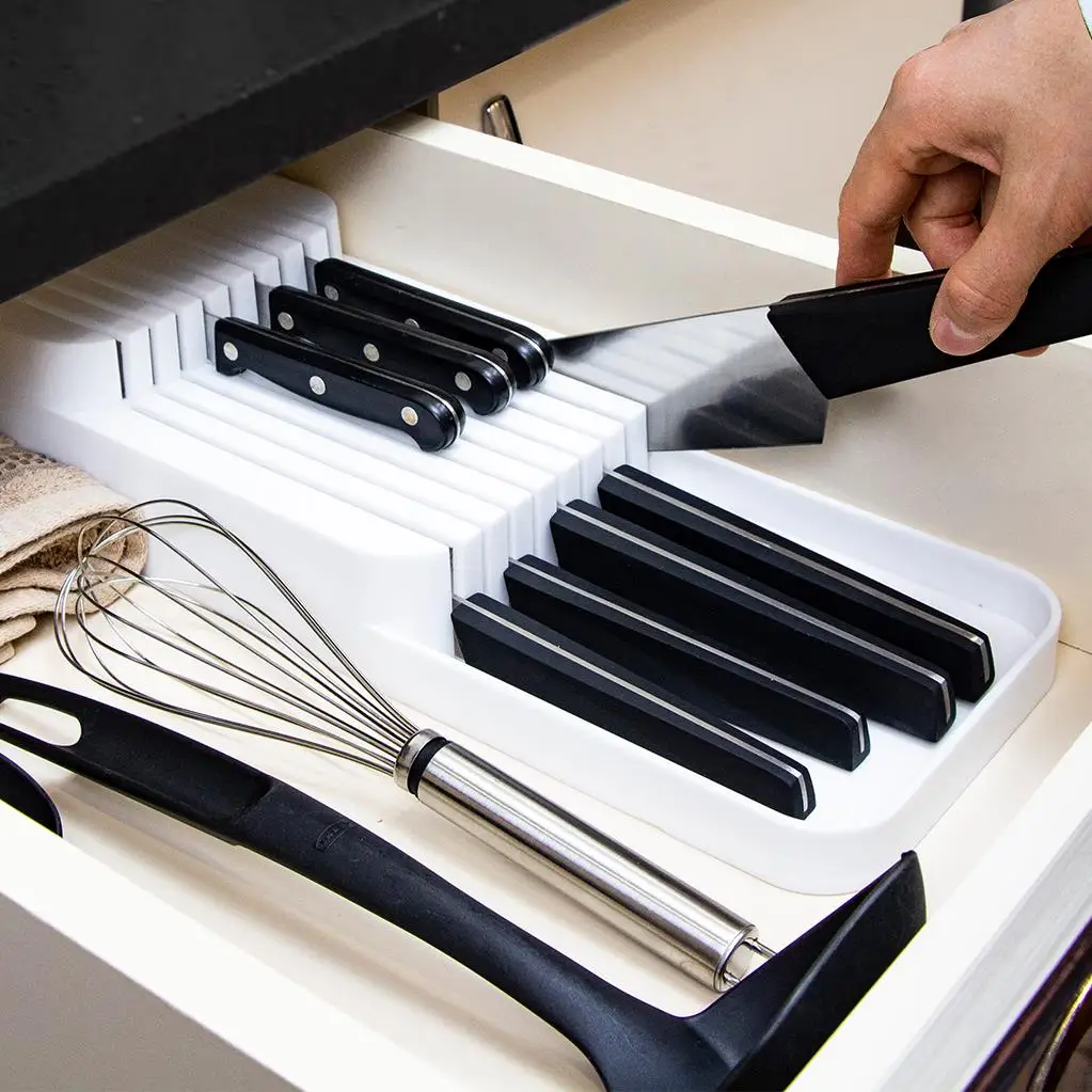 kitchen organizer cutlery storage box chef knives block holder cleaver drawer rack stand cabinet tray multi function partition free global shipping