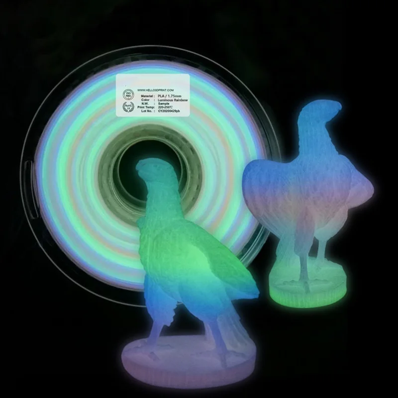 

PLA Luminous-Rainbow eStars-PLA Filament 1.75mm Glow in the Dark Pla 1KG Spool Luminous 3D Printing Filament for 3D Printer