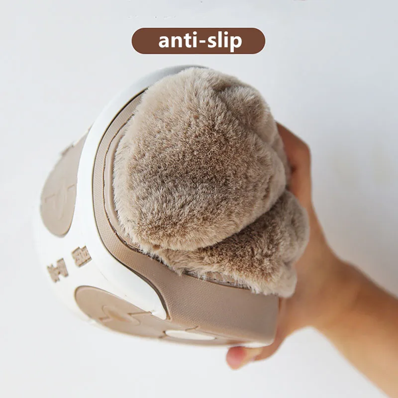 Теплые плюшевые Нескользящие женские тапочки зимние сланцы с симпатичным