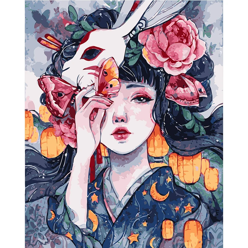 

40x50CM DIY Oil Painting By Numbers Drawing with Brushes Paint, Paint by Number Kit for Adults Flower Girl Decoration Gift