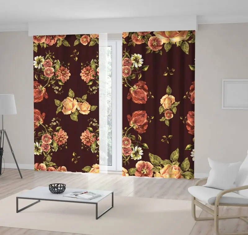 

Curtain Roses Flower Arrangement Classic Romantic Bouquet watercolor Art Printed Green Yellow Brown