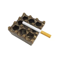 square ashtray outdoor cigarette brass metal portable holder gift office home cafe desk accessories large capacity size 8x8x4 cm