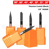 18 shank 20 90 degree black titanium coated solid carbide router bit v shaped engraving bit tapered cutter cnc tool for metal