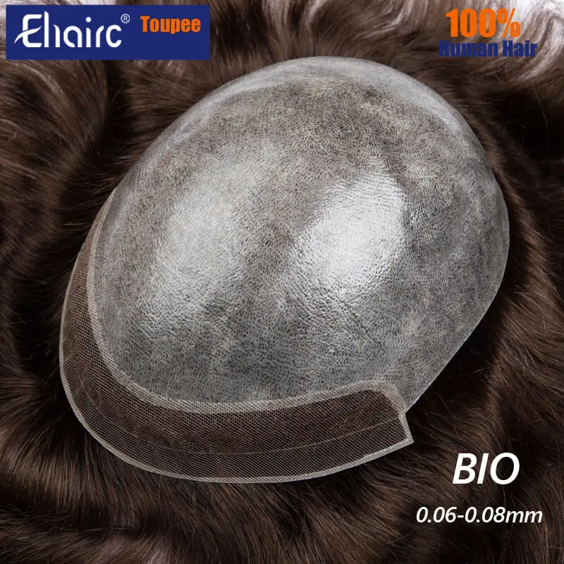 

Bio- Toupee Men 0.06-0.08MM Skin Swiss Lace Front Injected Hair System Unit Male Hair Prosthesis 100% Natural Hair Wig for Men