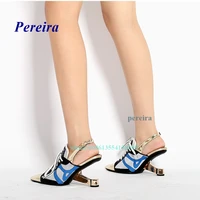 2022 new women shoes pointed toe wedges lace up pumps metal decor summer casual shoes high heels slingback fashion strange style