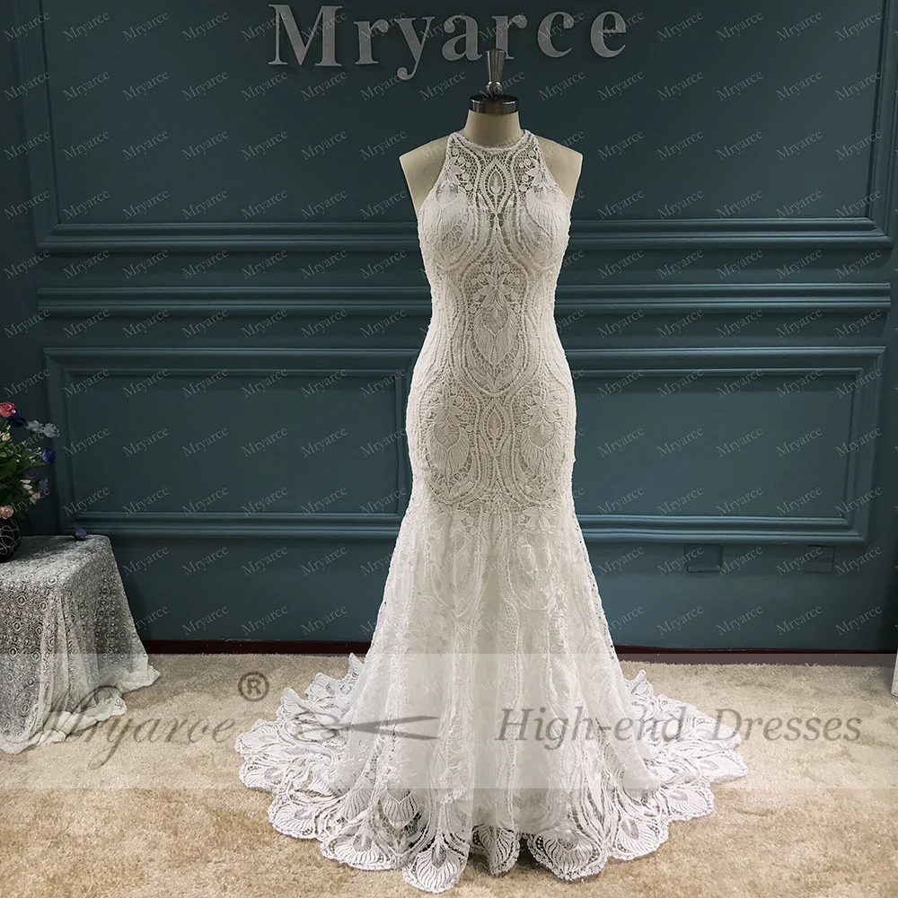 Элегантное богемное свадебное платье Mryarce роскошное кружевное с открытой спиной
