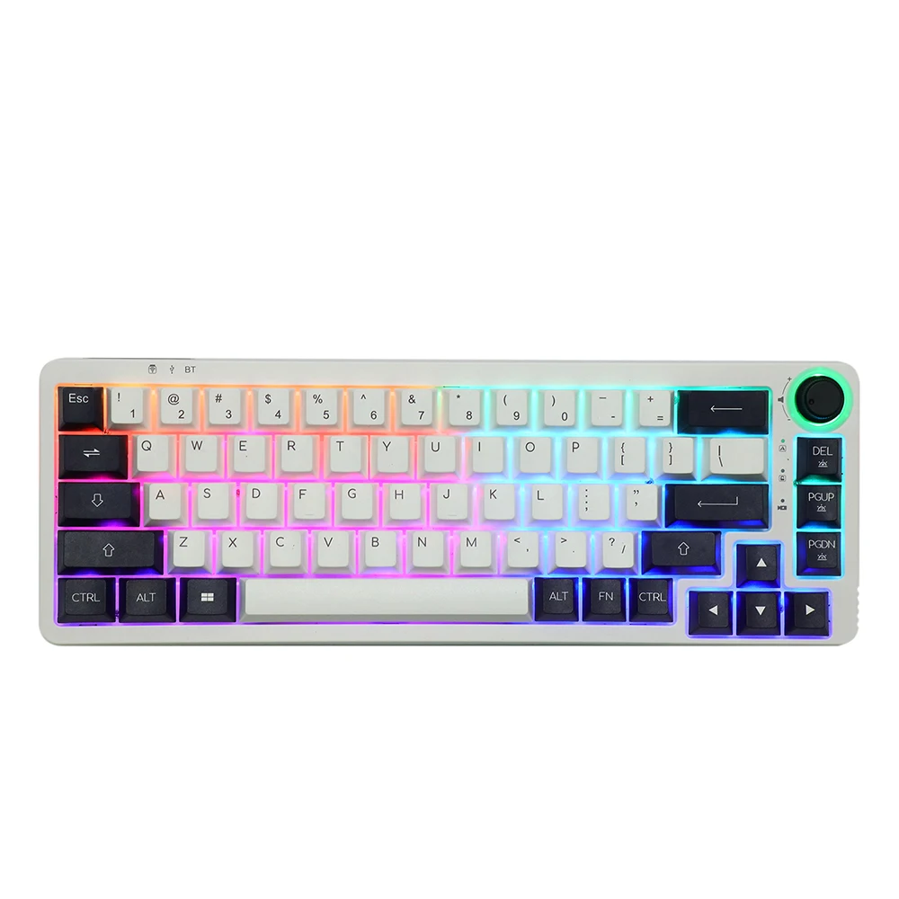 Epomaker Theory TH68 65% Hot Swappable RGB 2.4Ghz/Bluetooth 5.0/Wired Mechanical Gaming Keyboard with Rotary Knob