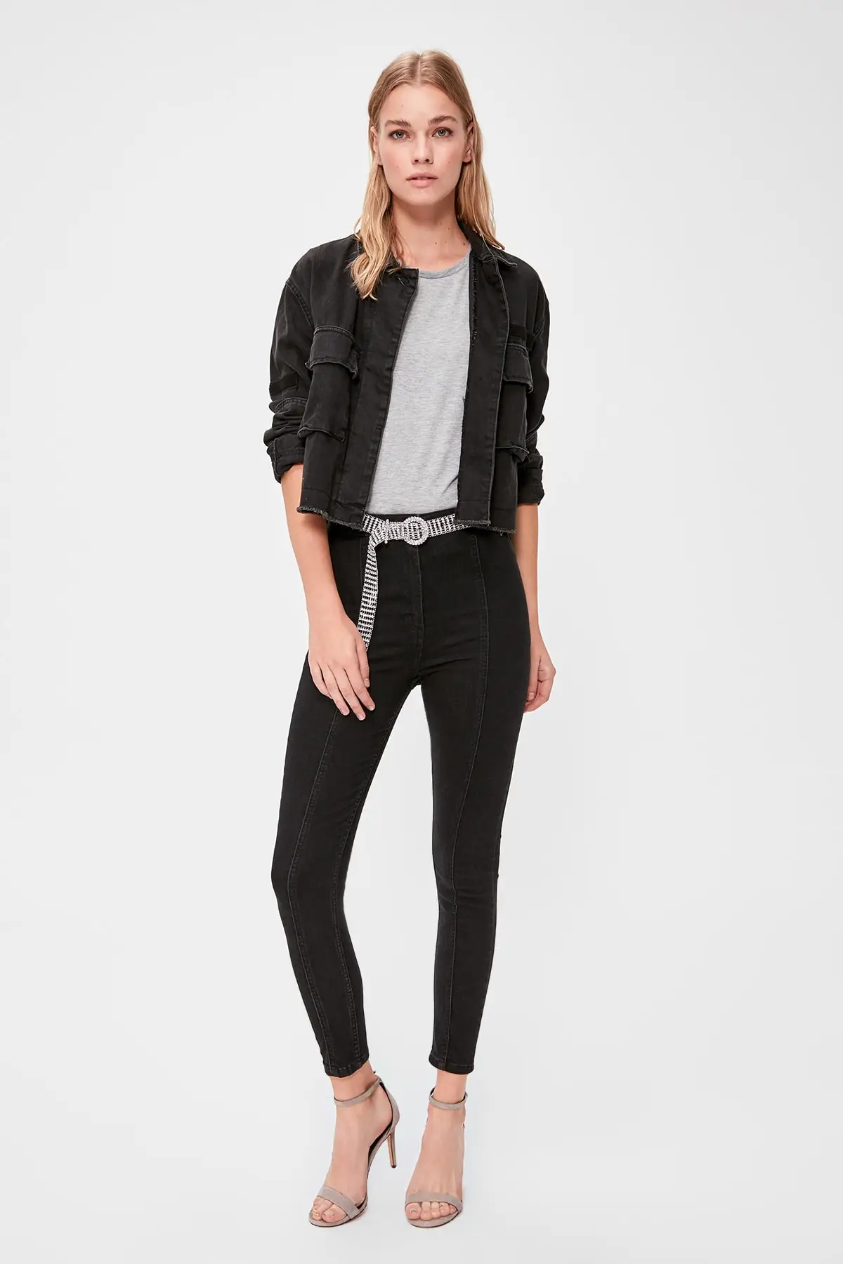 Trendyol с декоративной строчкой Высокая Талия Jegging Джинсы TWOAW20JE0121 |
