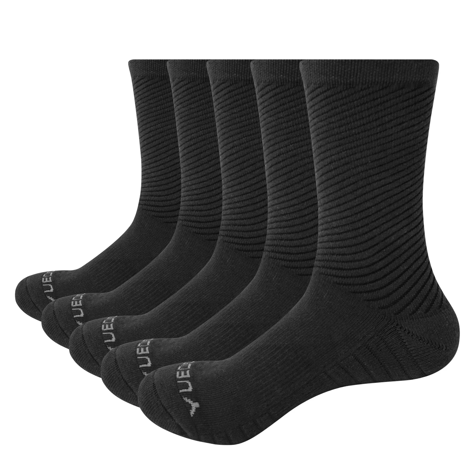 

YUEDGE Brand Men's Breathable Deodorant Cotton Terry Cushion Crew Work Socks, Black 5 Pairs EU 38-47