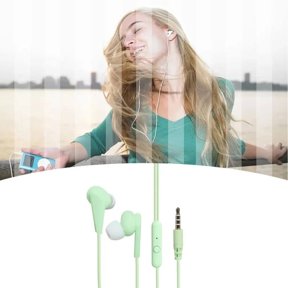 

Macaron Wired Headphones Wire-controlled In-ear Mobile Phone Headsets With Microphone For Apple For Android Phone